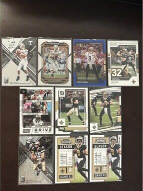 NFL HOF/ALL PRO QB COLLECTION PEYTON MANNING & DREW BREES PANINI 10 CARD LOT NM